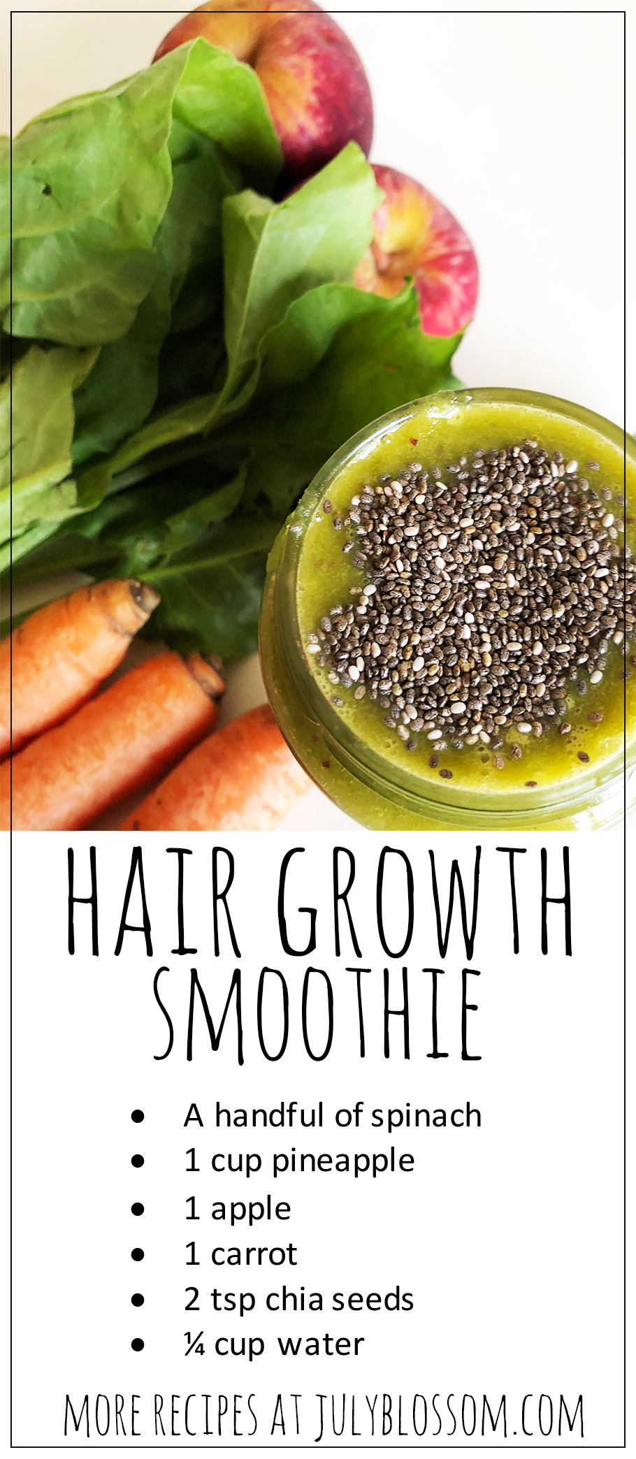 As I dabble in DIY hair growth remedies, one of my other favorite ways to bolster longer locks is drinking nourishing smoothies for hair growth!