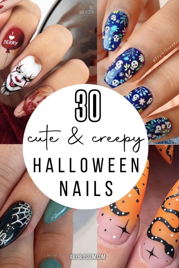 30 Cute & Creepy Halloween Nail Ideas 2021 - ♡ July Blossom