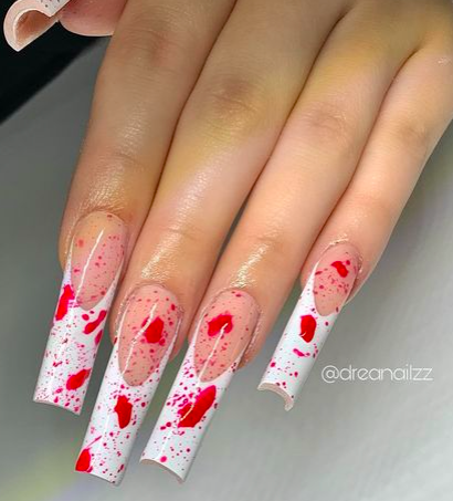 A collection of awesome blood nail art designs for halloween this year! Pick from these 21+ ideas! 