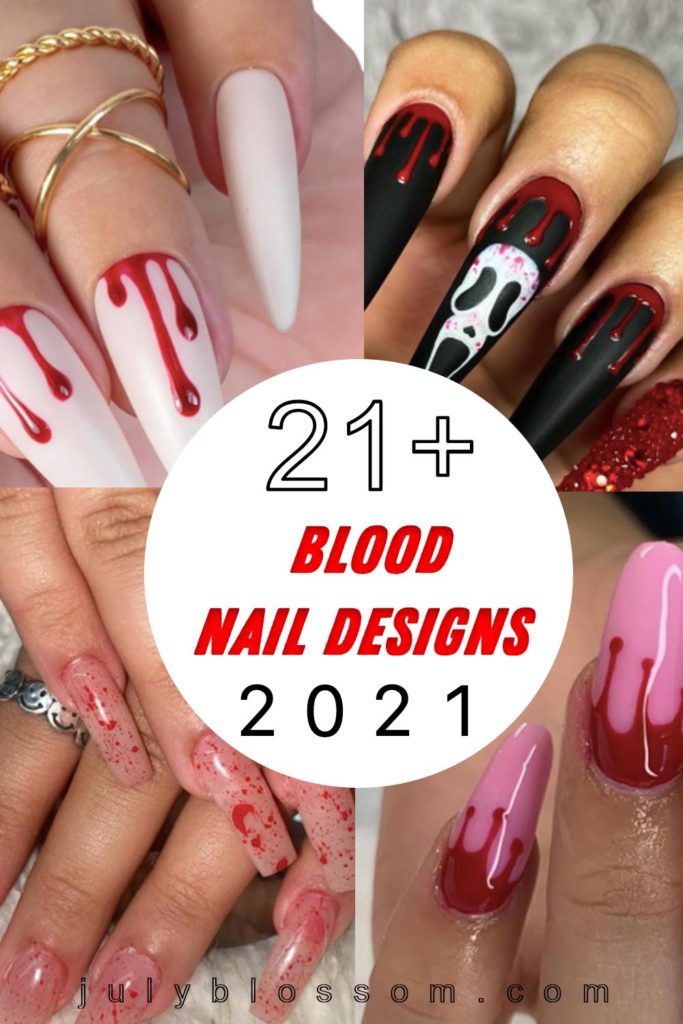 A collection of awesome blood nail art designs for halloween this year! Pick from these 21+ ideas! 