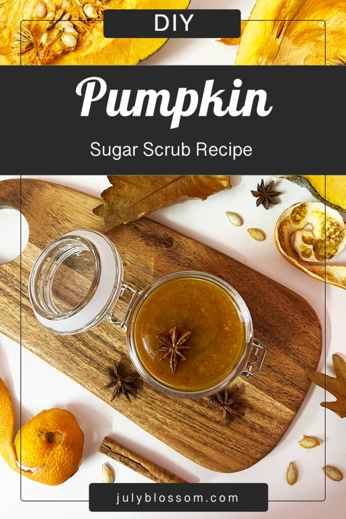 Find the recipe for a lush DIY pumpkin sugar scrub which provides the gentlest exfoliation, leaving your skin plump, supple and glowing!