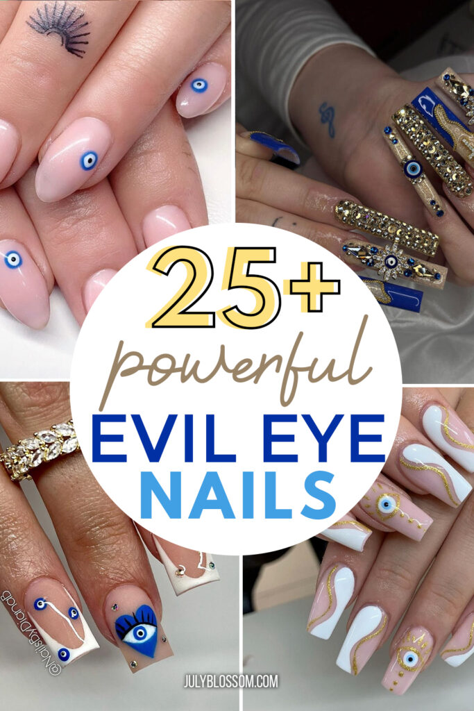 Are you obsessed with all things evil eye like me? Then you simply NEED to check out these evil eye nails and try on a design that catches your eye 😉🧿🪬💙✨