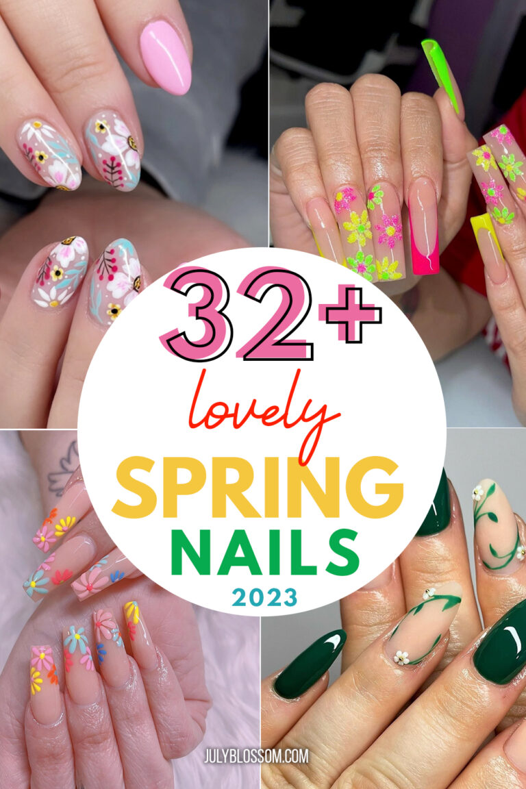 32+ Lovely Spring Nails 2023 - ♡ July Blossom