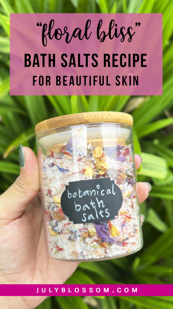 Indulging in a luxurious floral bath is one of the most soothing ways to unwind after a long day. This DIY floral bath salts recipe combines mineral-rich salts, fragrant essential oils, and delicate dried flowers to nourish your skin, relax your body, and uplift your spirit!