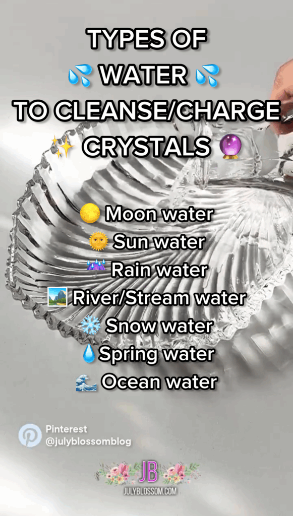 Find the 6 different types of water to charge or cleanse crystals! 